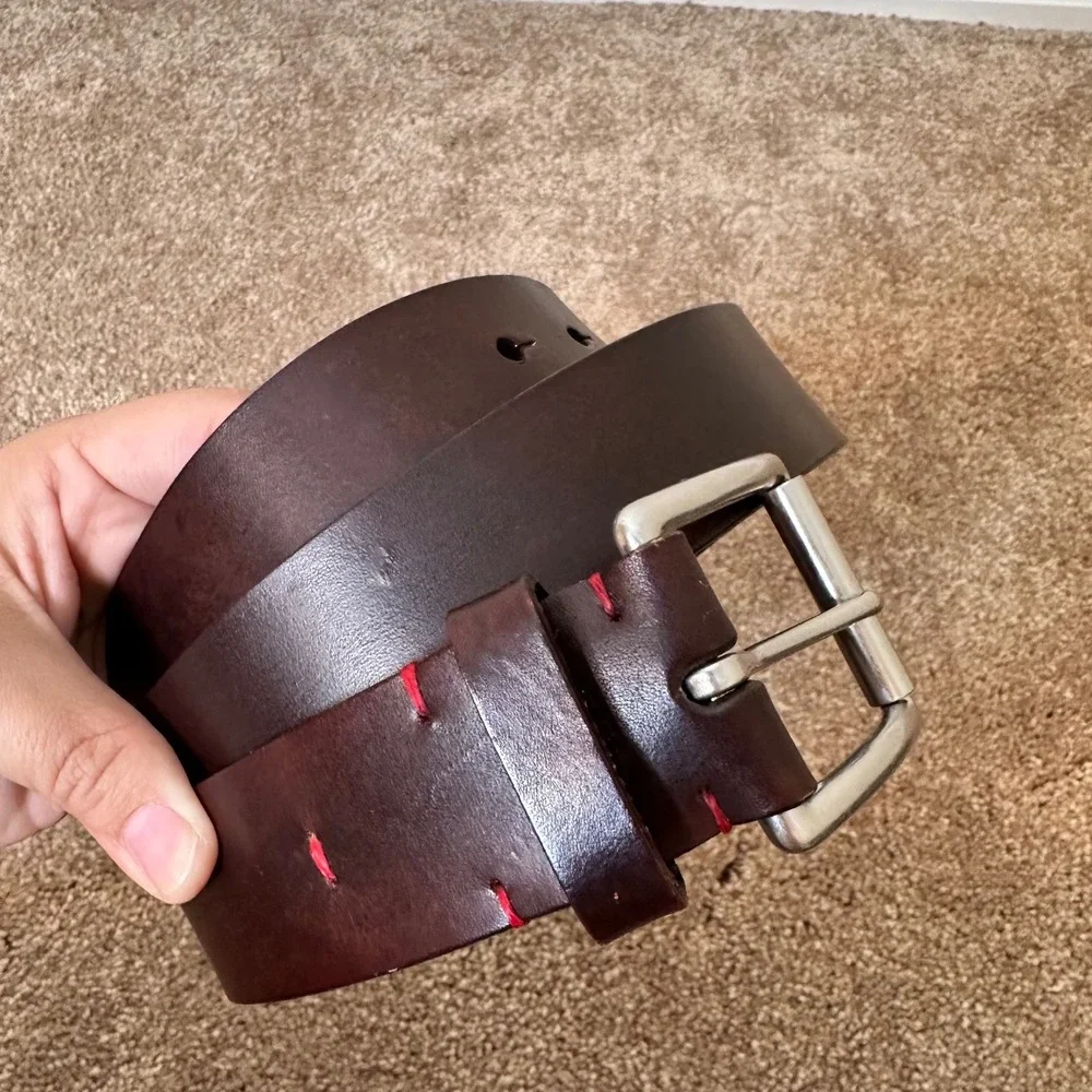 Torino Mens Brown Genuine Harness Leather Belt Size 36 Made in USA 5299L